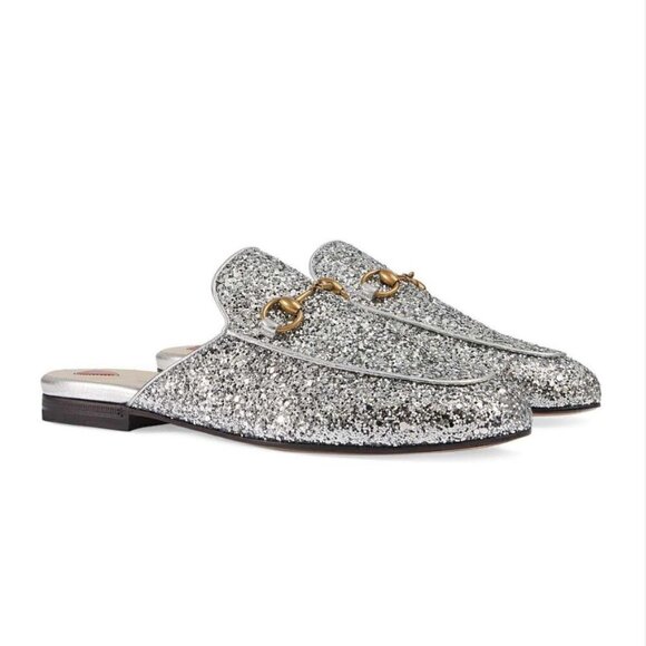 Gucci Shoes - Gucci Princetown Horsebit-Detailed Glitter Leather Slippers size 37